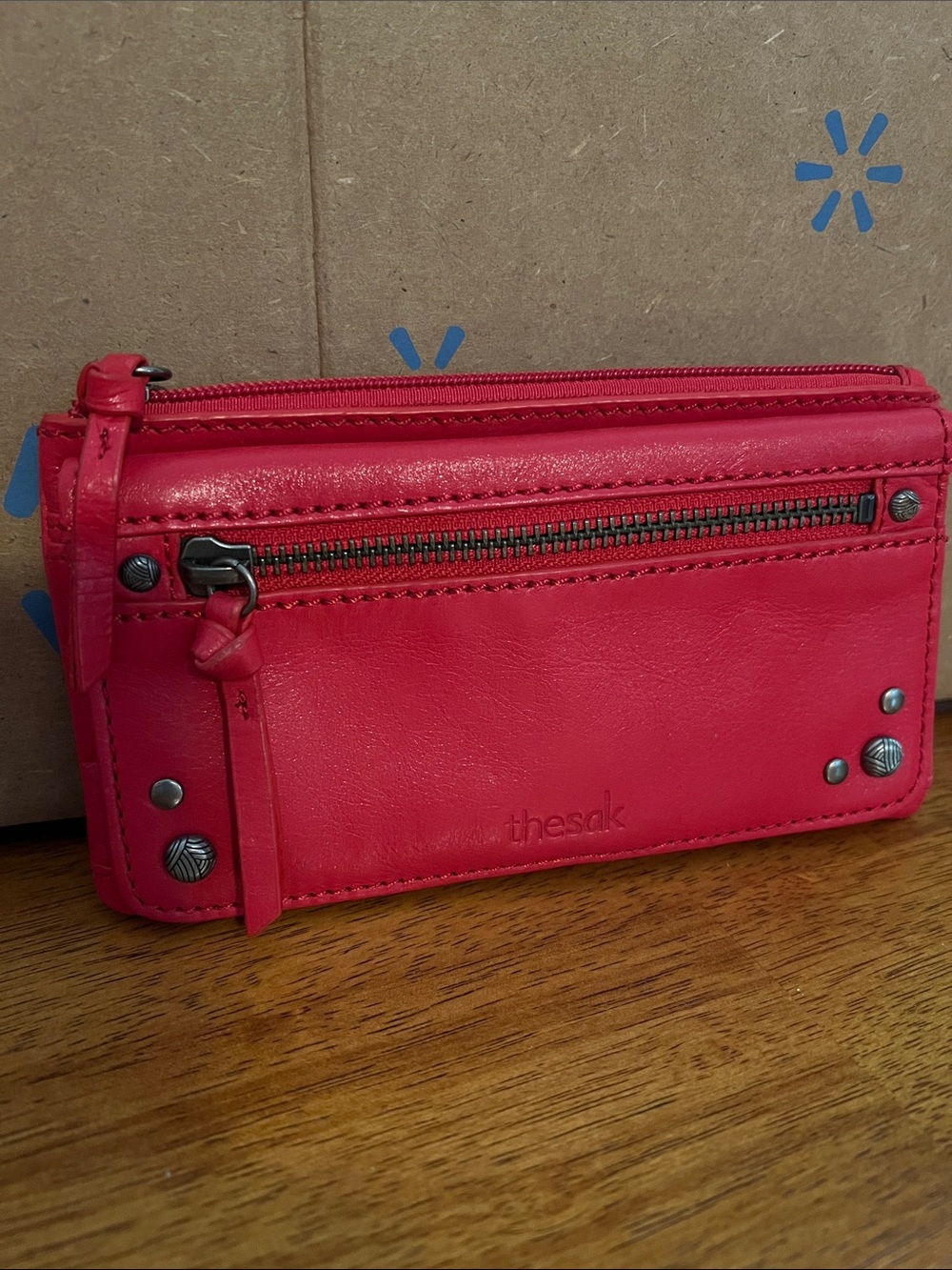 The Sak Pink Leather Zip Wristlet Wallet